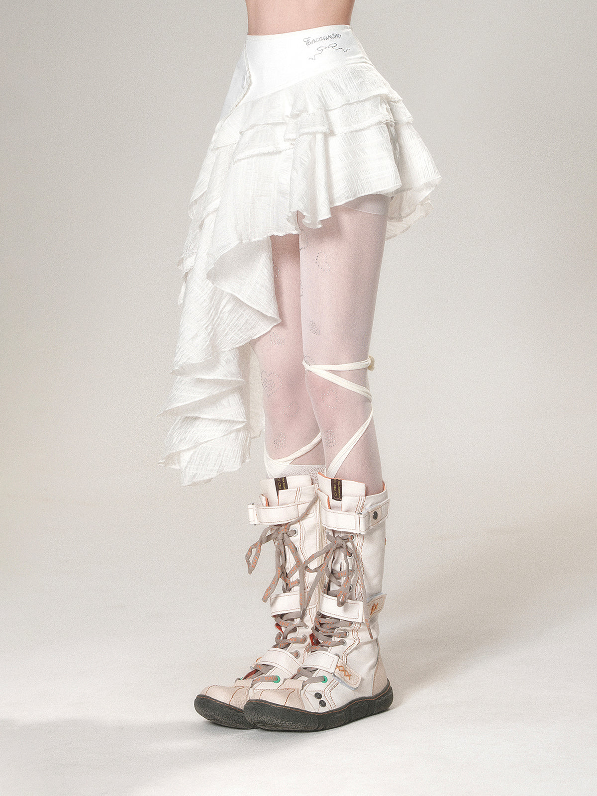 Asymmetrical Lace Ballet Skirt – French Vintage Ruffle Mini Skirt