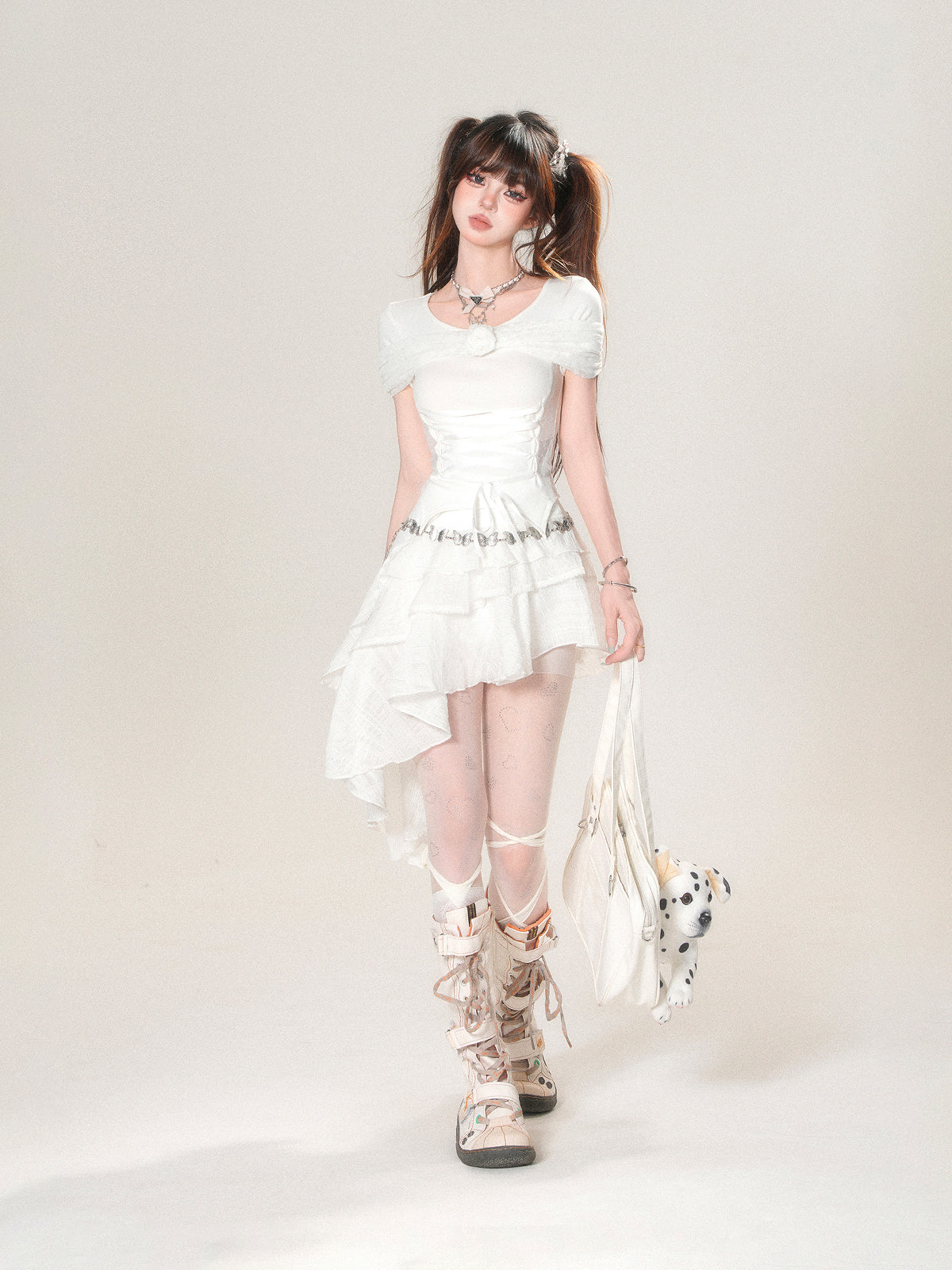 Asymmetrical Lace Ballet Skirt – French Vintage Ruffle Mini Skirt