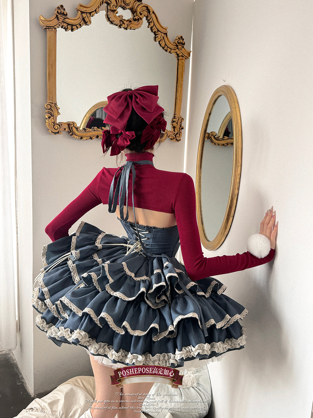 Blue & Red Lolita Party Dress | Vintage Rococo Princess Edition