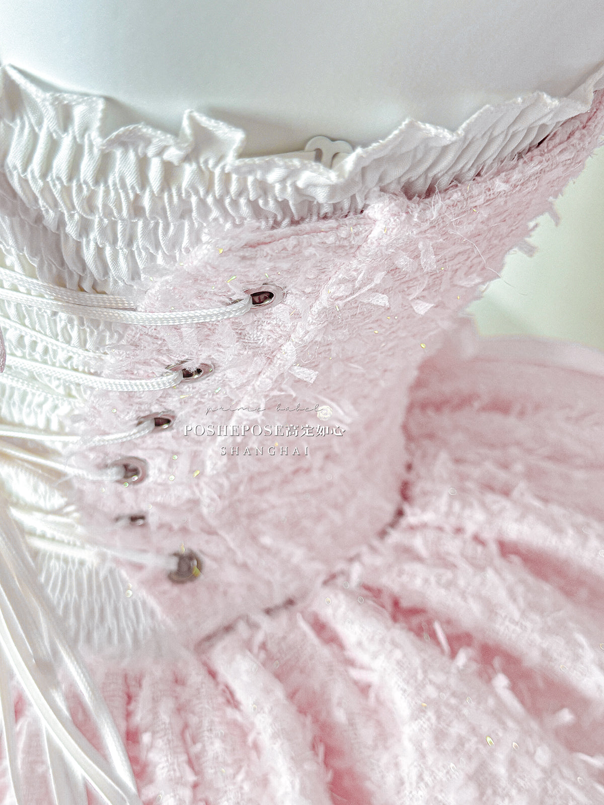 Christmas Lolita Winter Dress with Faux Fur Cape — Milk Pink Bow Princess Snow Dress