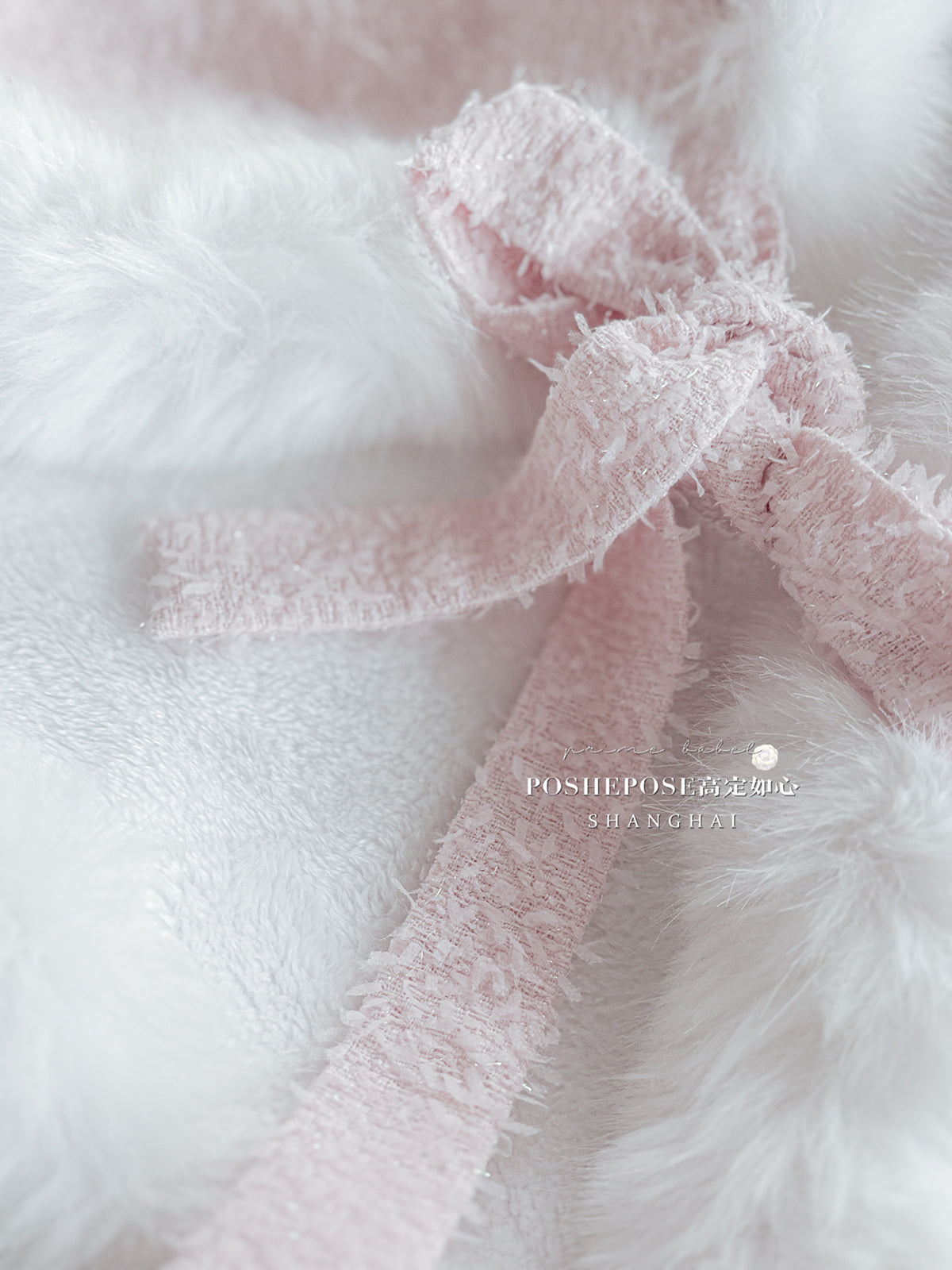 Christmas Lolita Winter Dress with Faux Fur Cape — Milk Pink Bow Princess Snow Dress