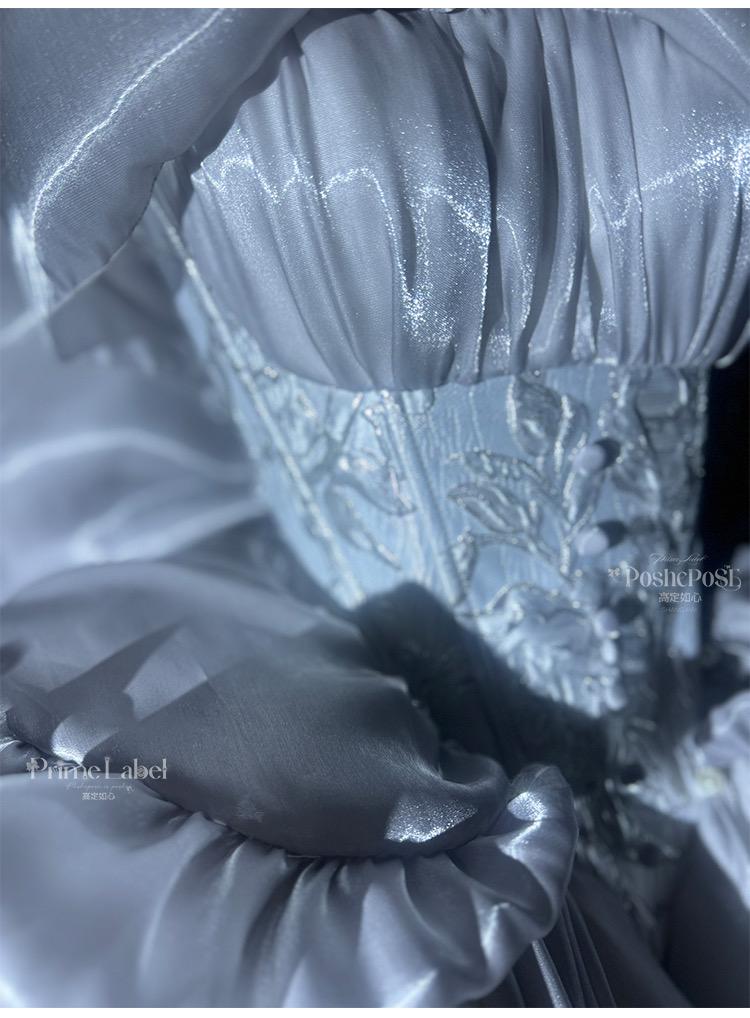 Silver Bow Lolita Dress Set — Winter Dress • Christmas Party Dress • Prom Princess Style