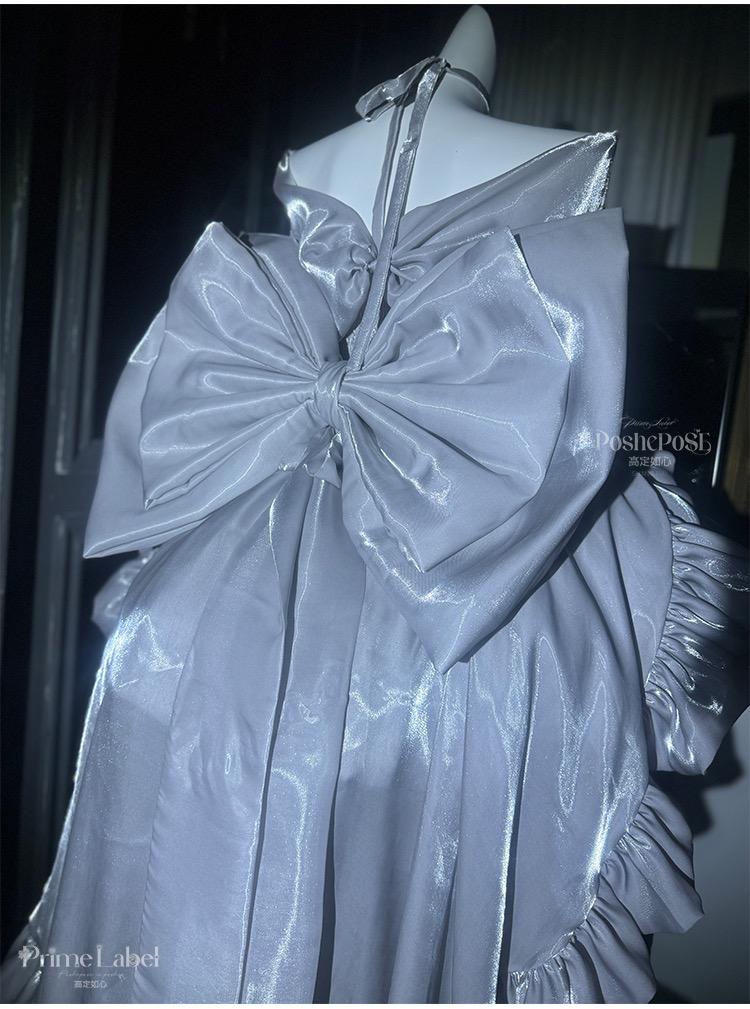 Silver Bow Lolita Dress Set — Winter Dress • Christmas Party Dress • Prom Princess Style