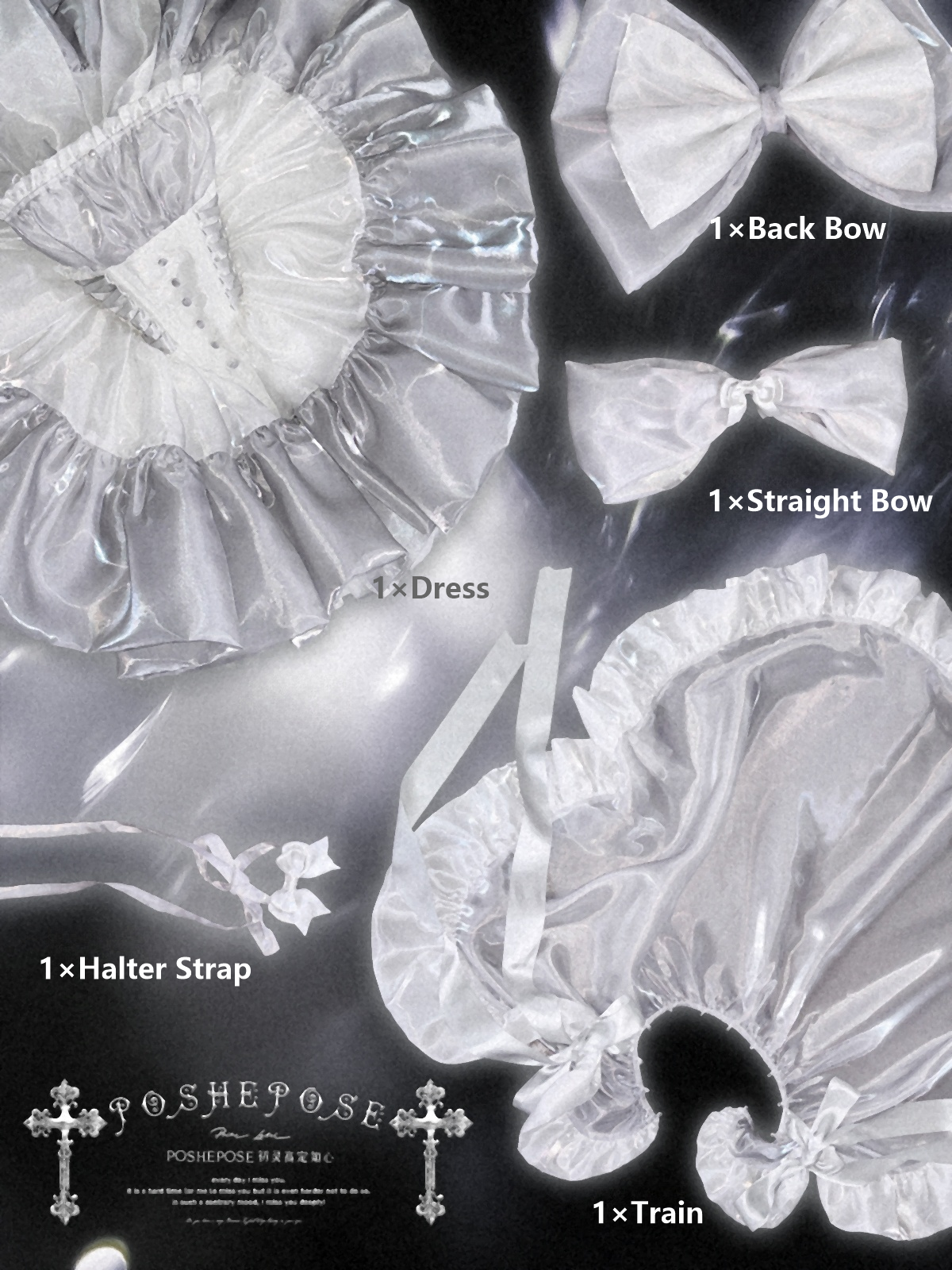 Silver Bow Lolita Dress Set — Winter Dress • Christmas Party Dress • Prom Princess Style