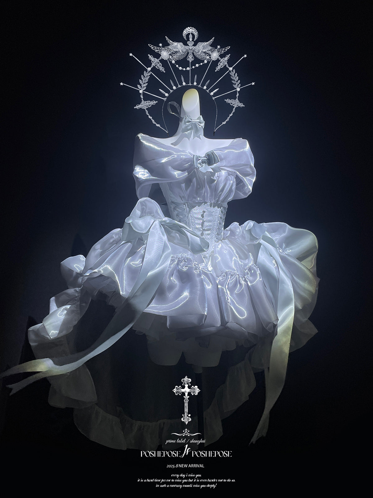 Silver Bow Lolita Dress Set — Winter Dress • Christmas Party Dress • Prom Princess Style