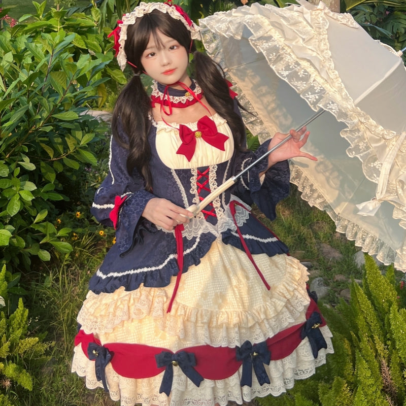 Snow-White Princess Winter Lolita Dress — Navy, Ivory & Red | Christmas Party & Prom Royalcore