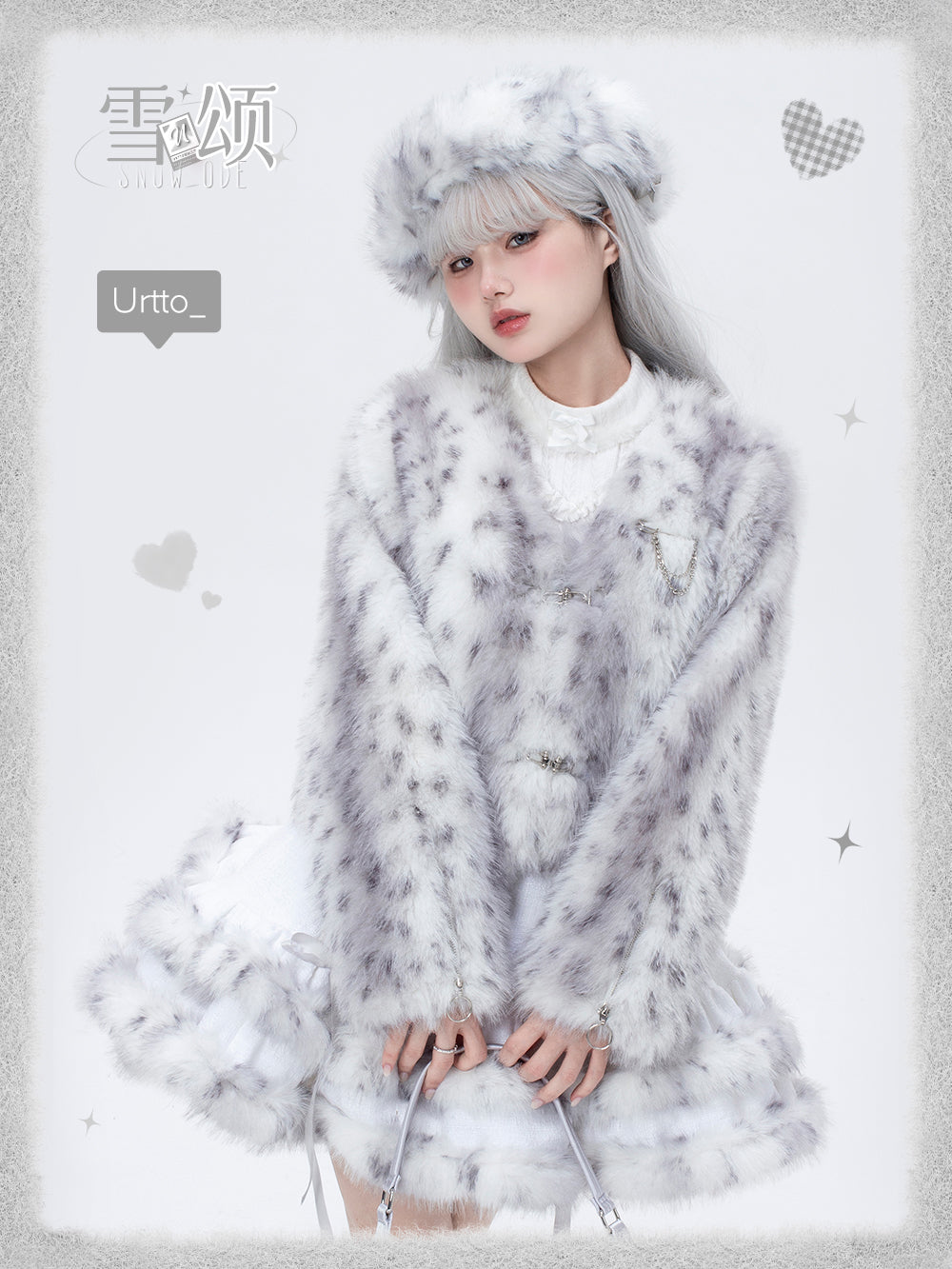 “Snow Ode” Faux Fur Lolita Set — Plush Pink & Silver Outfits for Snow Bunny Girls