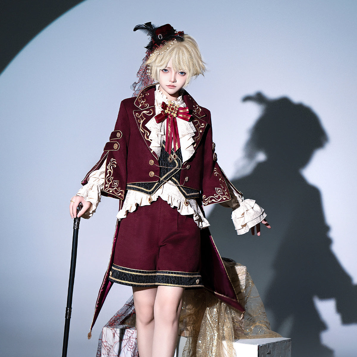 Heir Prince Ouji Lolita Set – Aristocrat Cape Jacket & Shorts Military Gothic Outfit for Autumn Winter