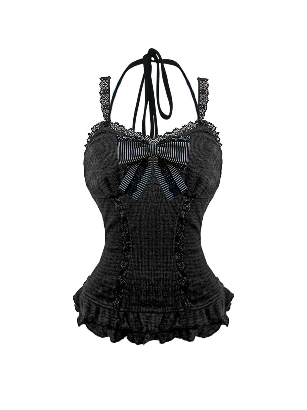 Yami Kawaii Sweet-Goth Knit Cardigan & Tiered Mini Skirt — Dark Coquette Vibes