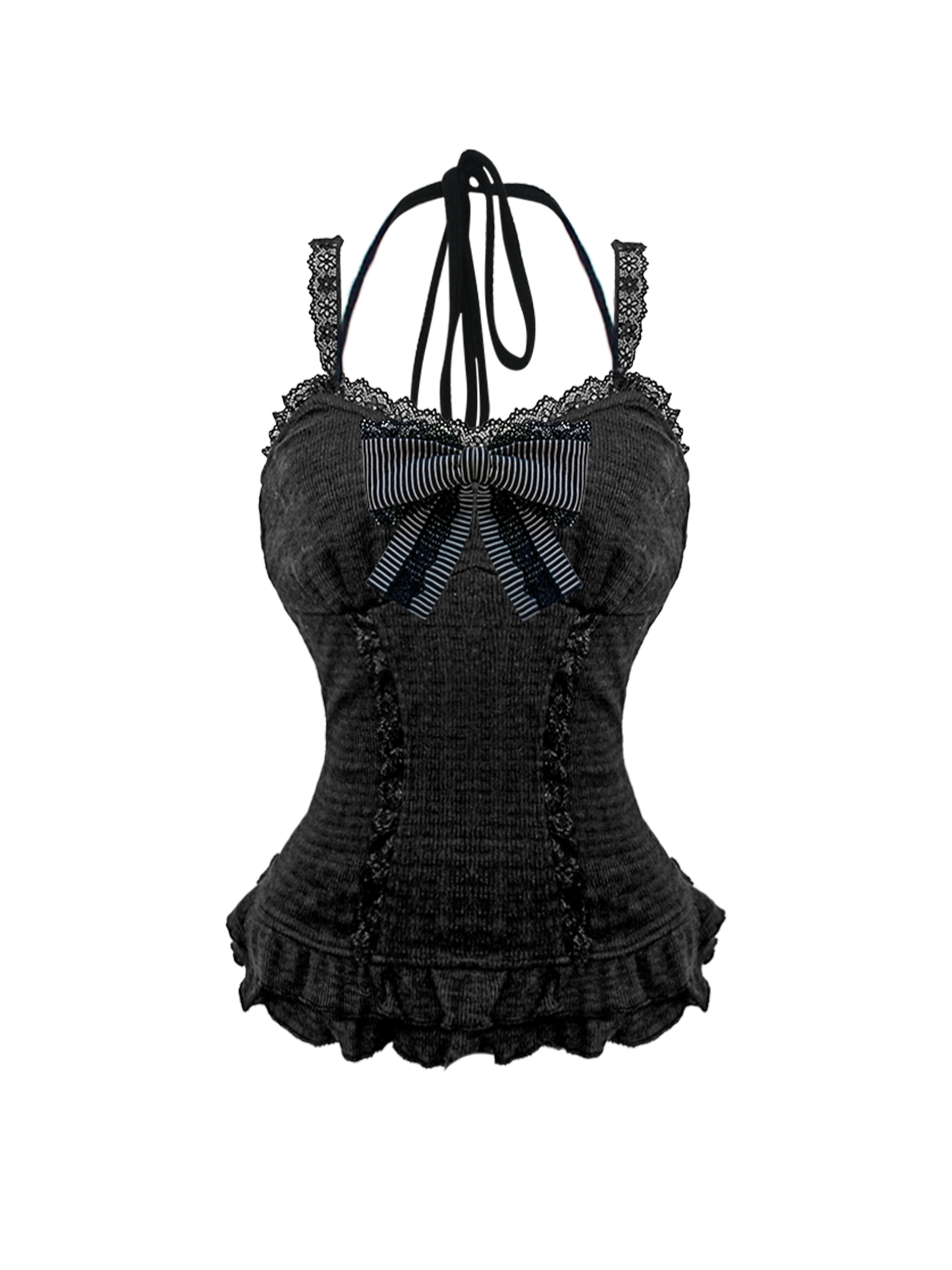 Yami Kawaii Sweet-Goth Knit Cardigan & Tiered Mini Skirt — Dark Coquette Vibes