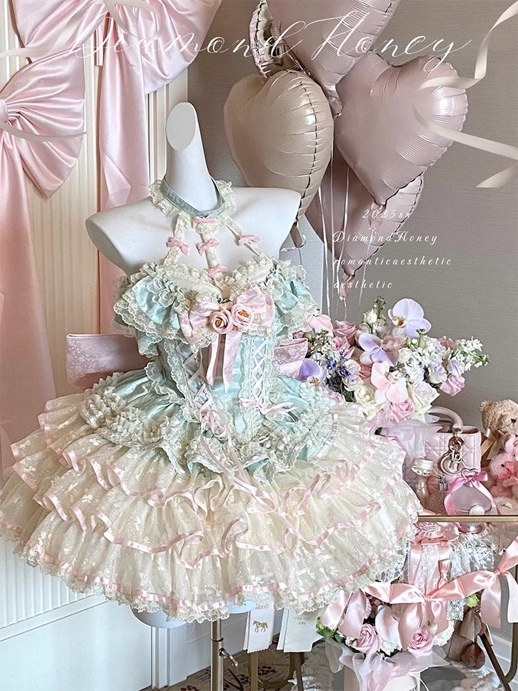 Exquisite Rose Lace Fairy Princess Dress | Romantic & Sweet Lolita Gown