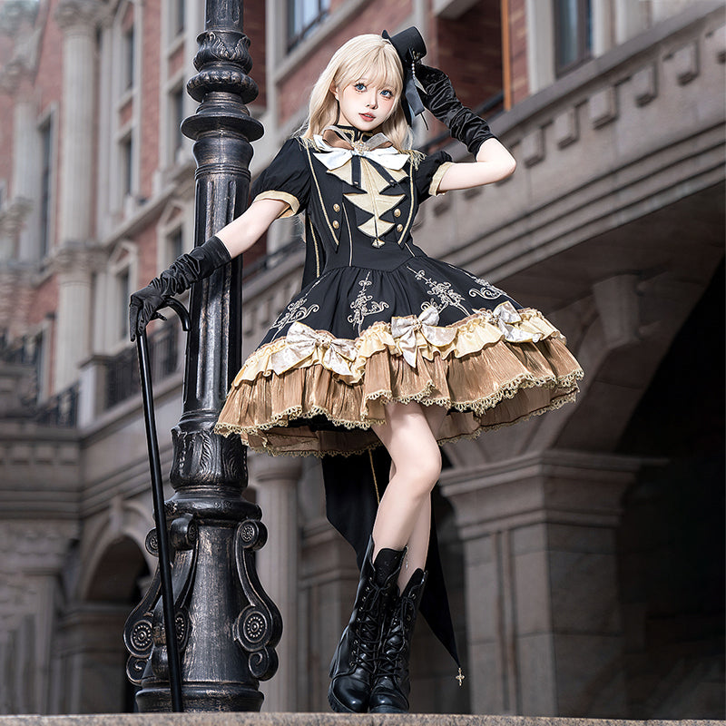 Gilded Vows Gothic Lolita OP Short-Sleeve Dress