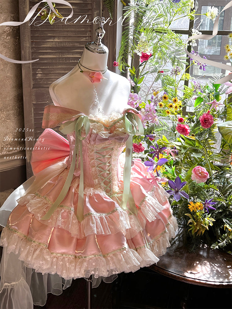 Spring Blossom Series · Romantic Off-Shoulder Fairy Dress | Tulip-Inspired Sweet Lolita Style