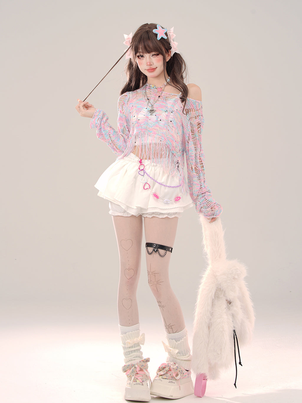 Hollow Knit Mesh Cover-Up – Colorful Crochet Long Sleeve Top