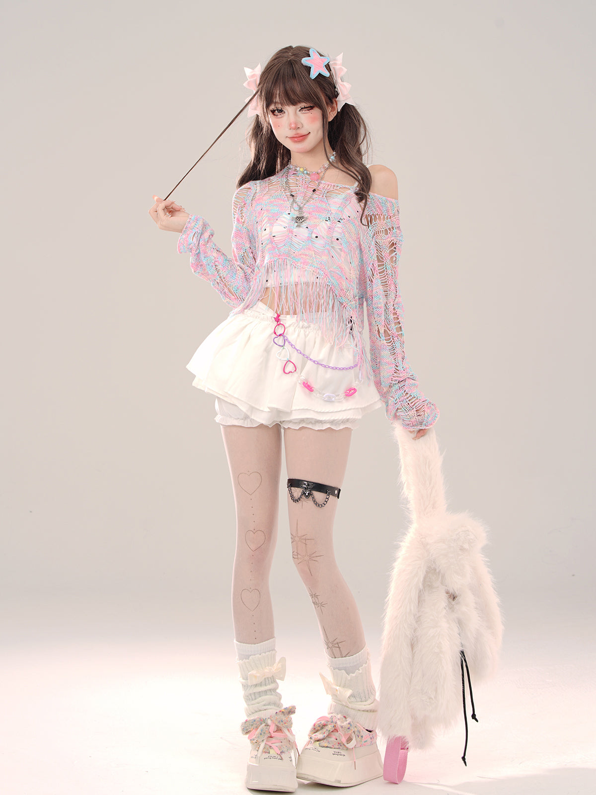 Hollow Knit Mesh Cover-Up – Colorful Crochet Long Sleeve Top