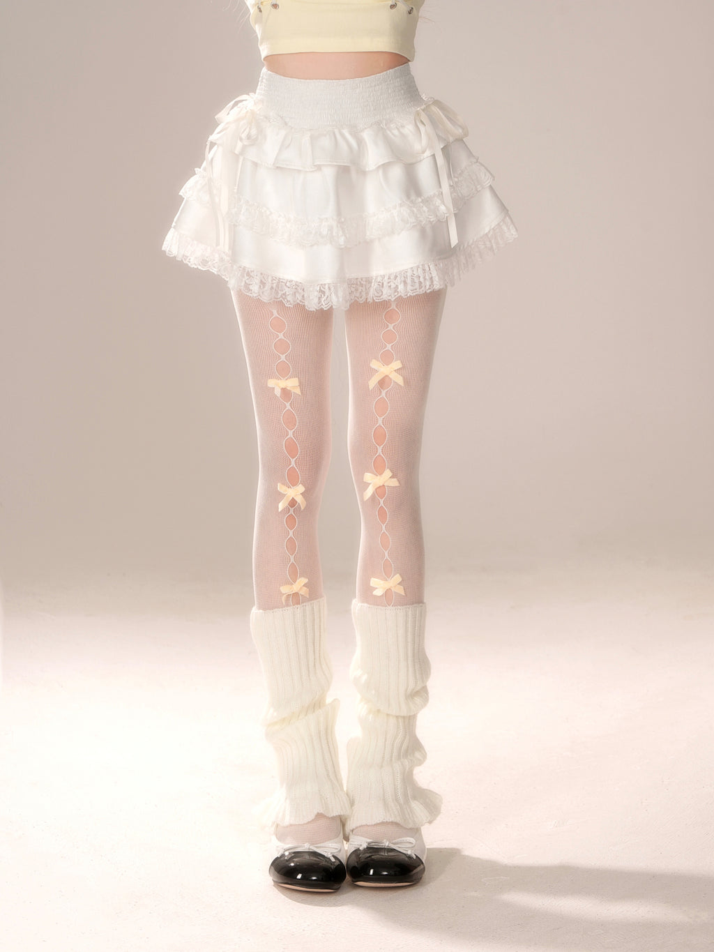 White Swan Lace Layered Mini Skirt – Kawaii Balletcore Ruffle Skirt
