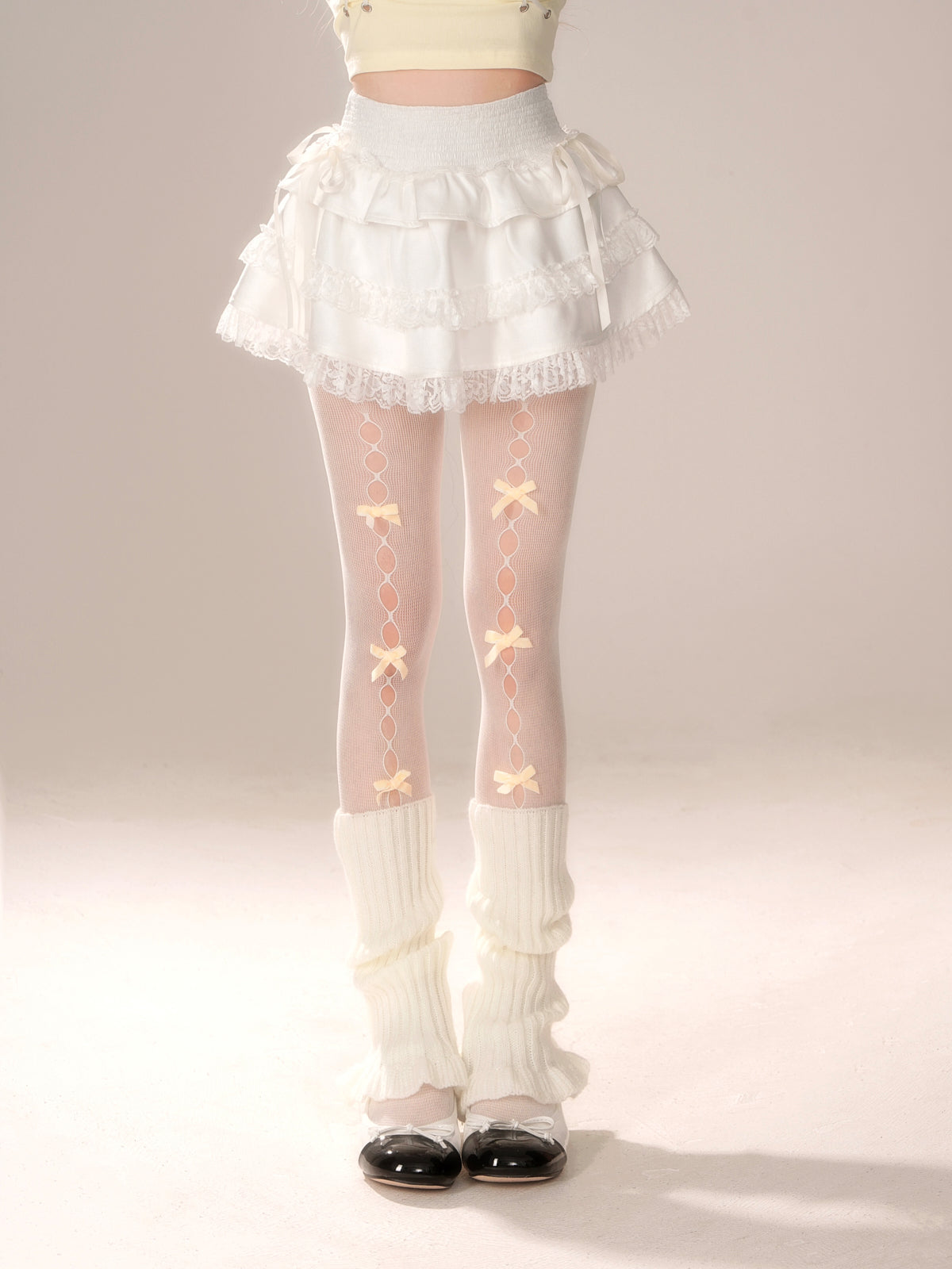 White Swan Lace Layered Mini Skirt – Kawaii Balletcore Ruffle Skirt