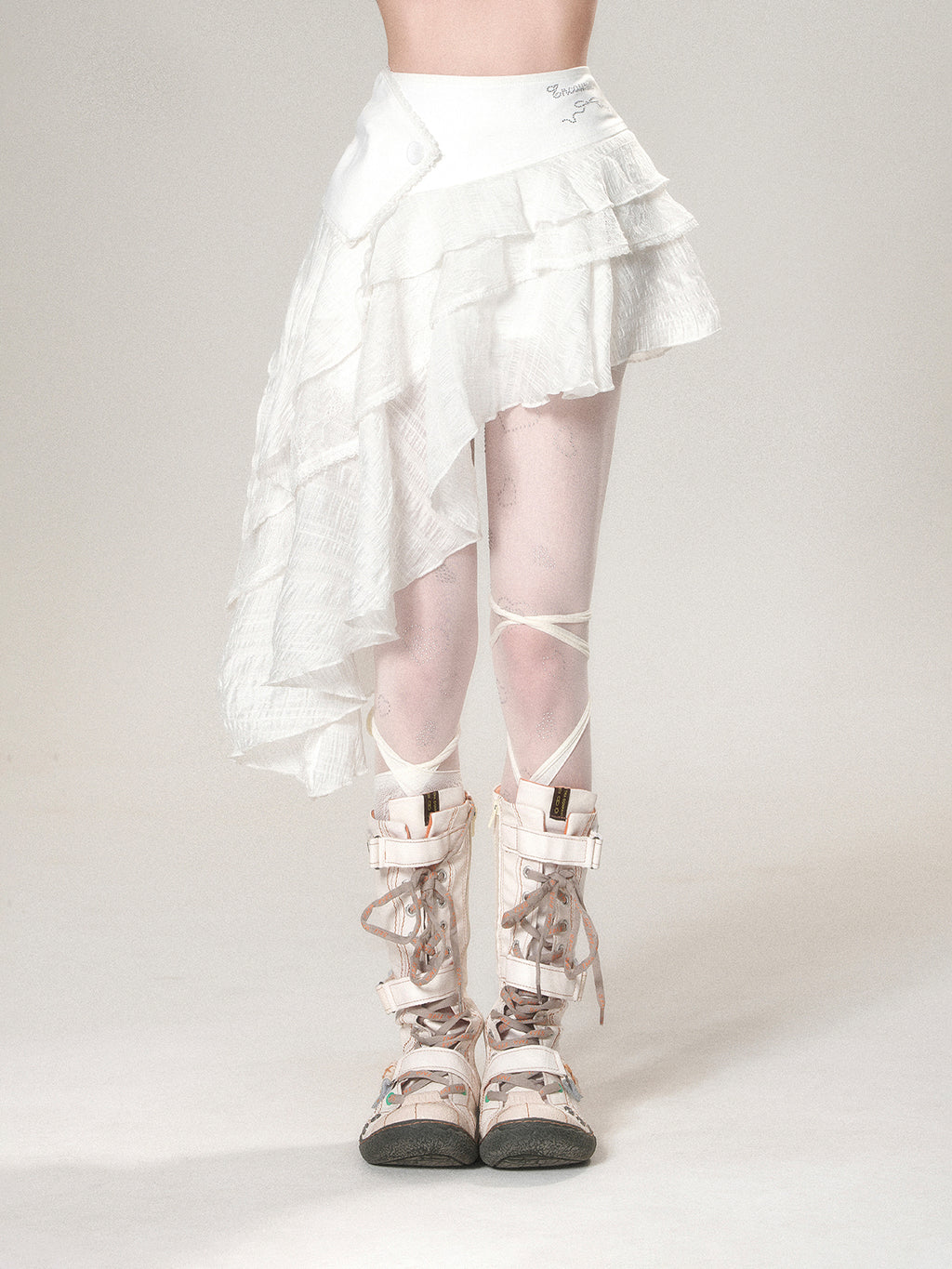 Asymmetrical Lace Ballet Skirt – French Vintage Ruffle Mini Skirt