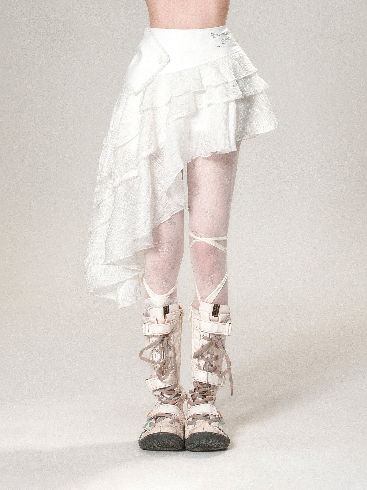 Asymmetrical Lace Ballet Skirt – French Vintage Ruffle Mini Skirt