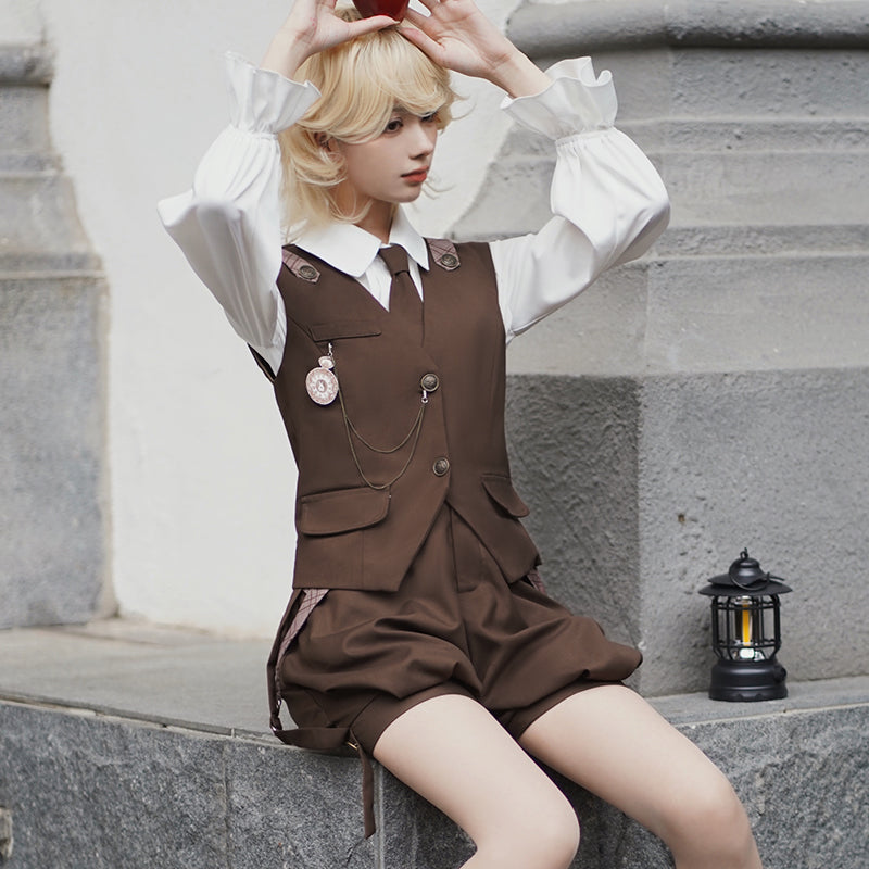 Rabbit Detective Ouji Lolita Prince Outfit– Blouse, Vest & Suspender Pants for Little Princes