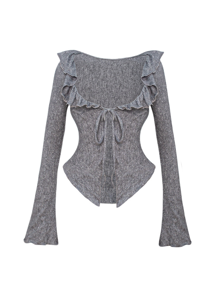 Yami Kawaii Sweet-Goth Knit Cardigan & Tiered Mini Skirt — Dark Coquette Vibes