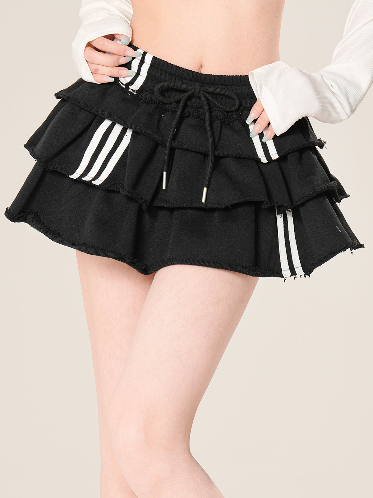 Layered Ruffle Mini Skirt – High Waist Pleated Puff Skirt