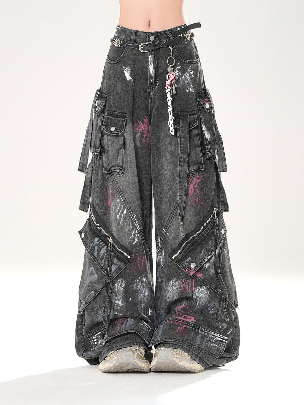 Y2K High Street Cargo Jeans – Grunge Wide Leg Denim Pants