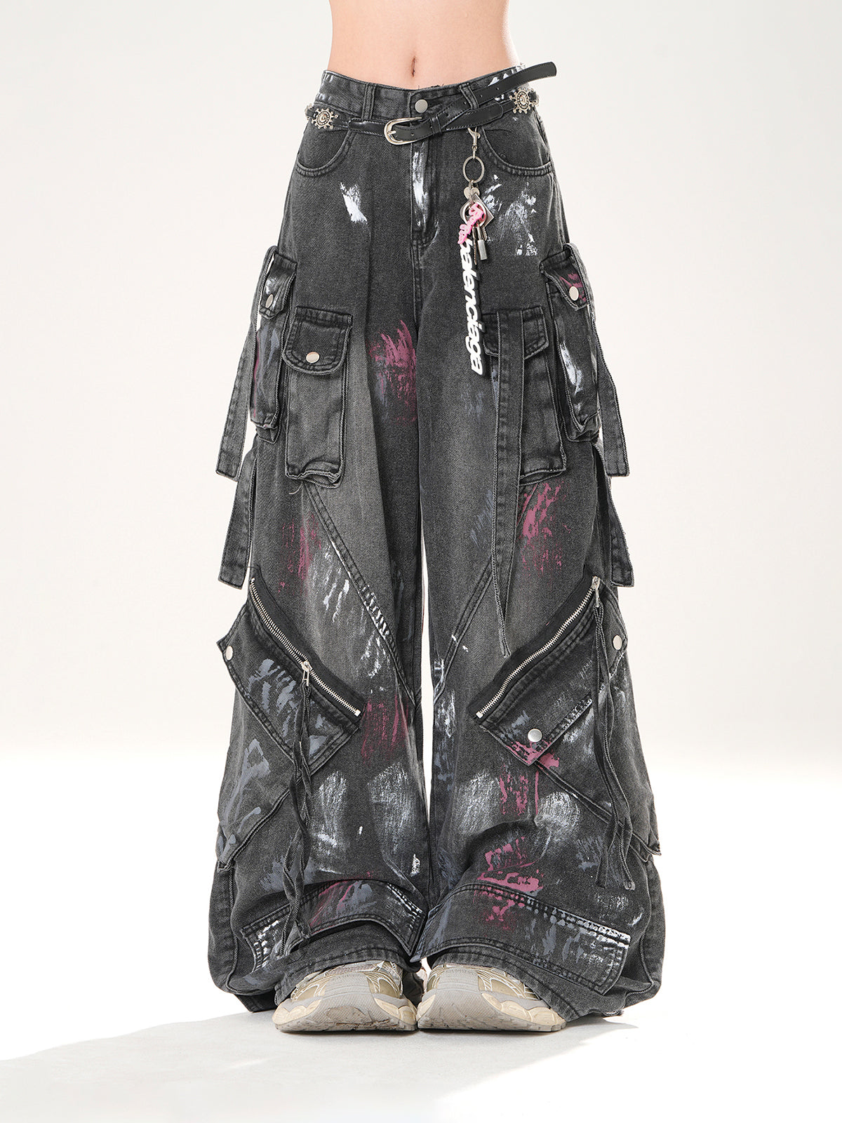 Y2K High Street Cargo Jeans – Grunge Wide Leg Denim Pants