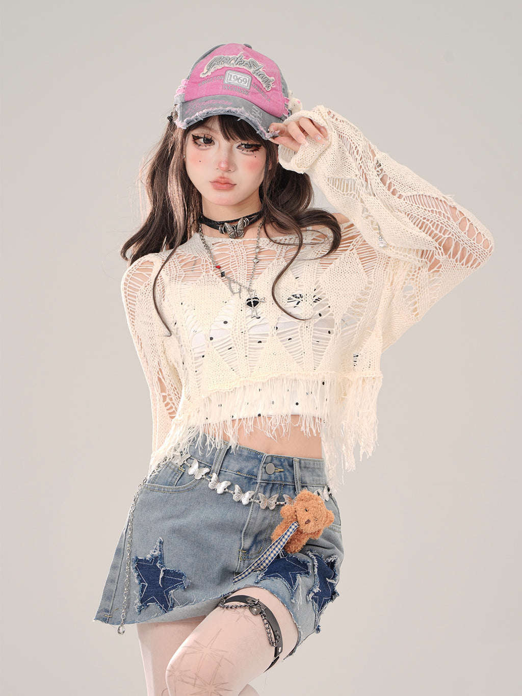 Hollow Knit Mesh Cover-Up – Colorful Crochet Long Sleeve Top