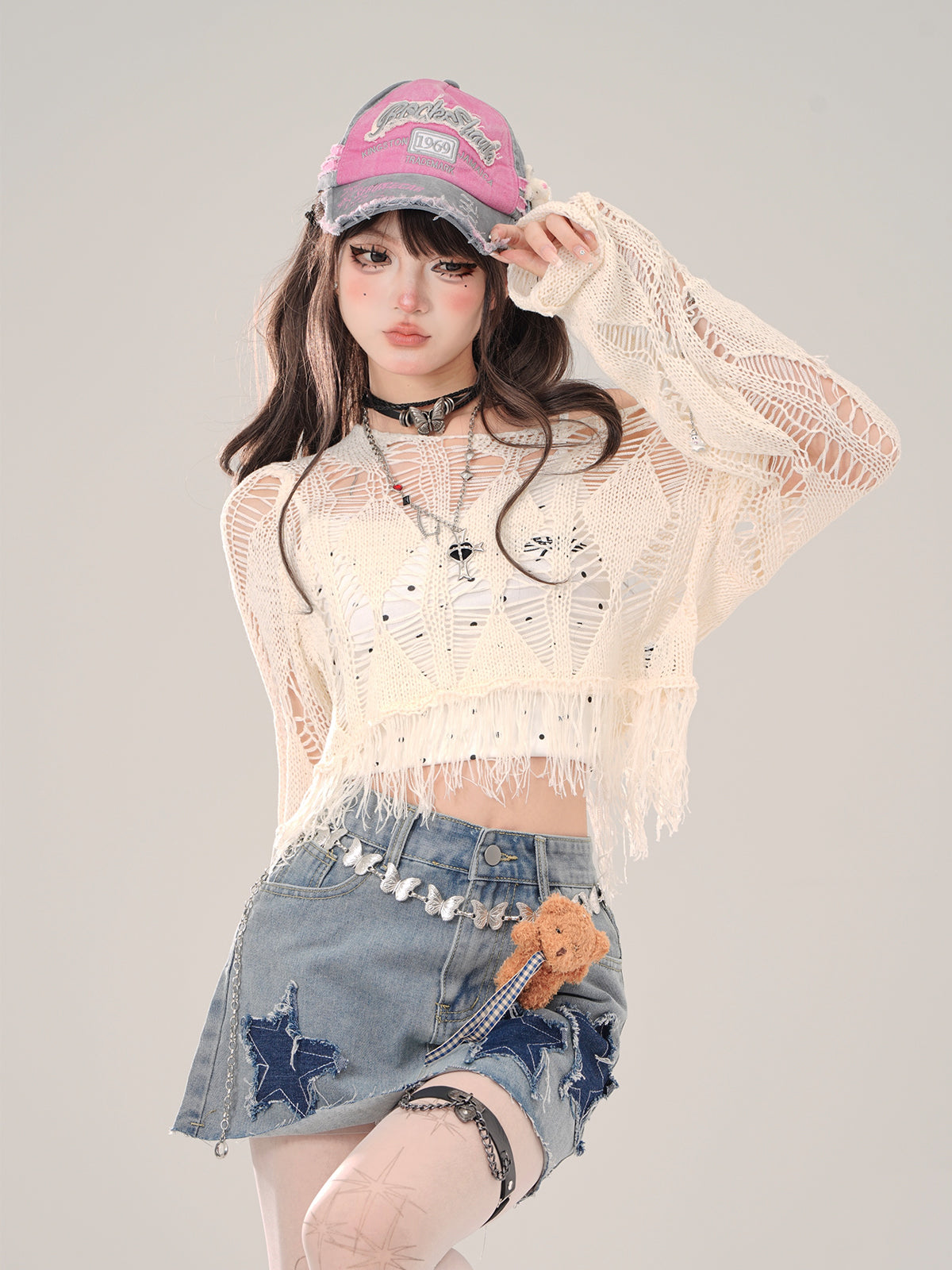 Hollow Knit Mesh Cover-Up – Colorful Crochet Long Sleeve Top
