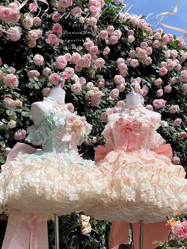 Exquisite Rose Lace Fairy Princess Dress | Romantic & Sweet Lolita Gown