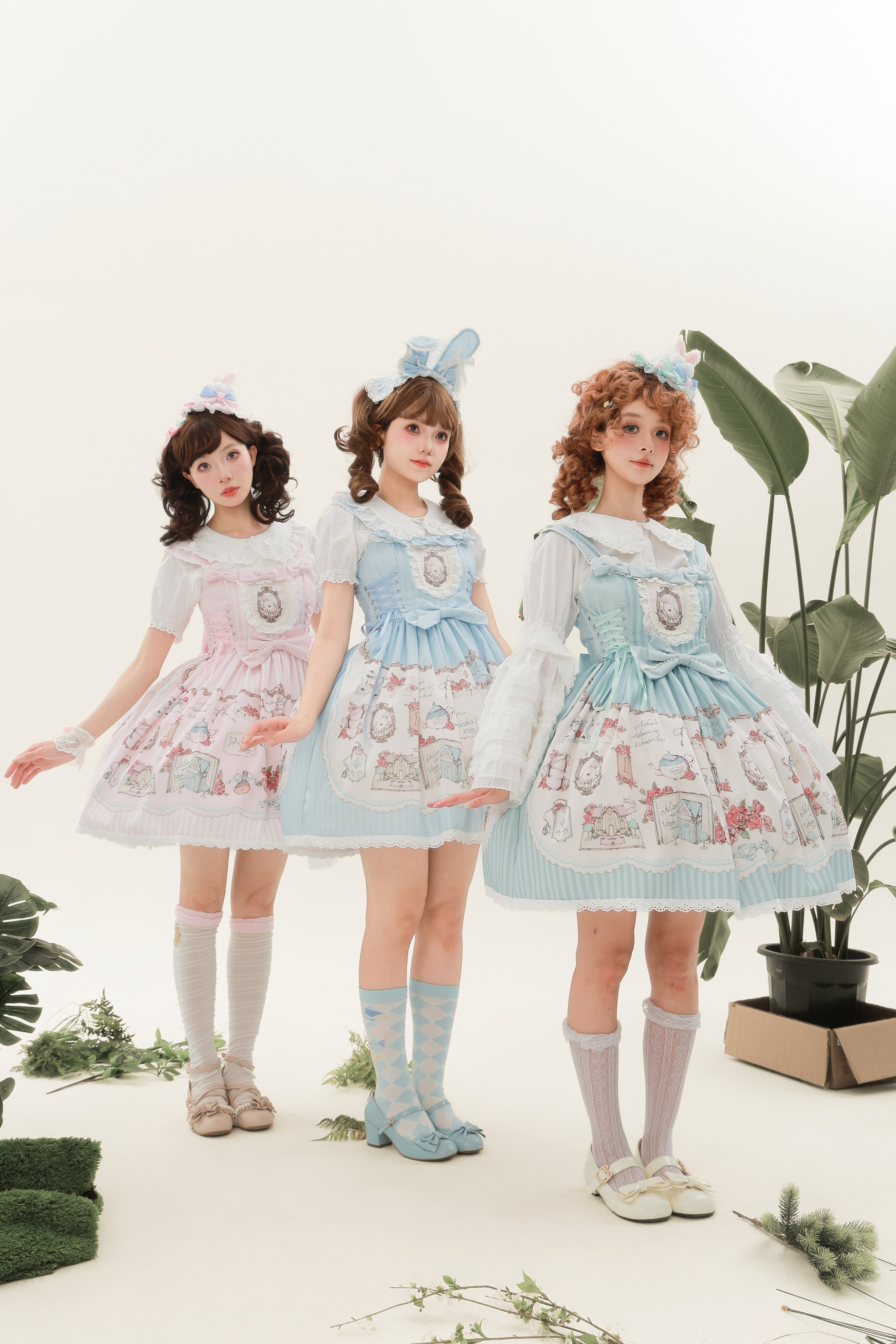 Bunny Tea Party Lolita JSK – Pastel Printed Dress