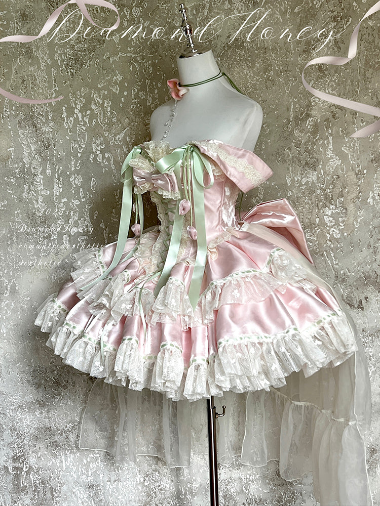 Spring Blossom Series · Romantic Off-Shoulder Fairy Dress | Tulip-Inspired Sweet Lolita Style