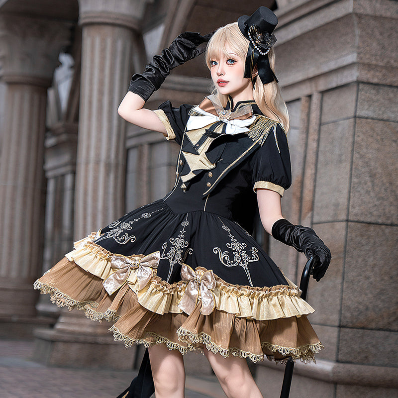 Gilded Vows Gothic Lolita OP Short-Sleeve Dress