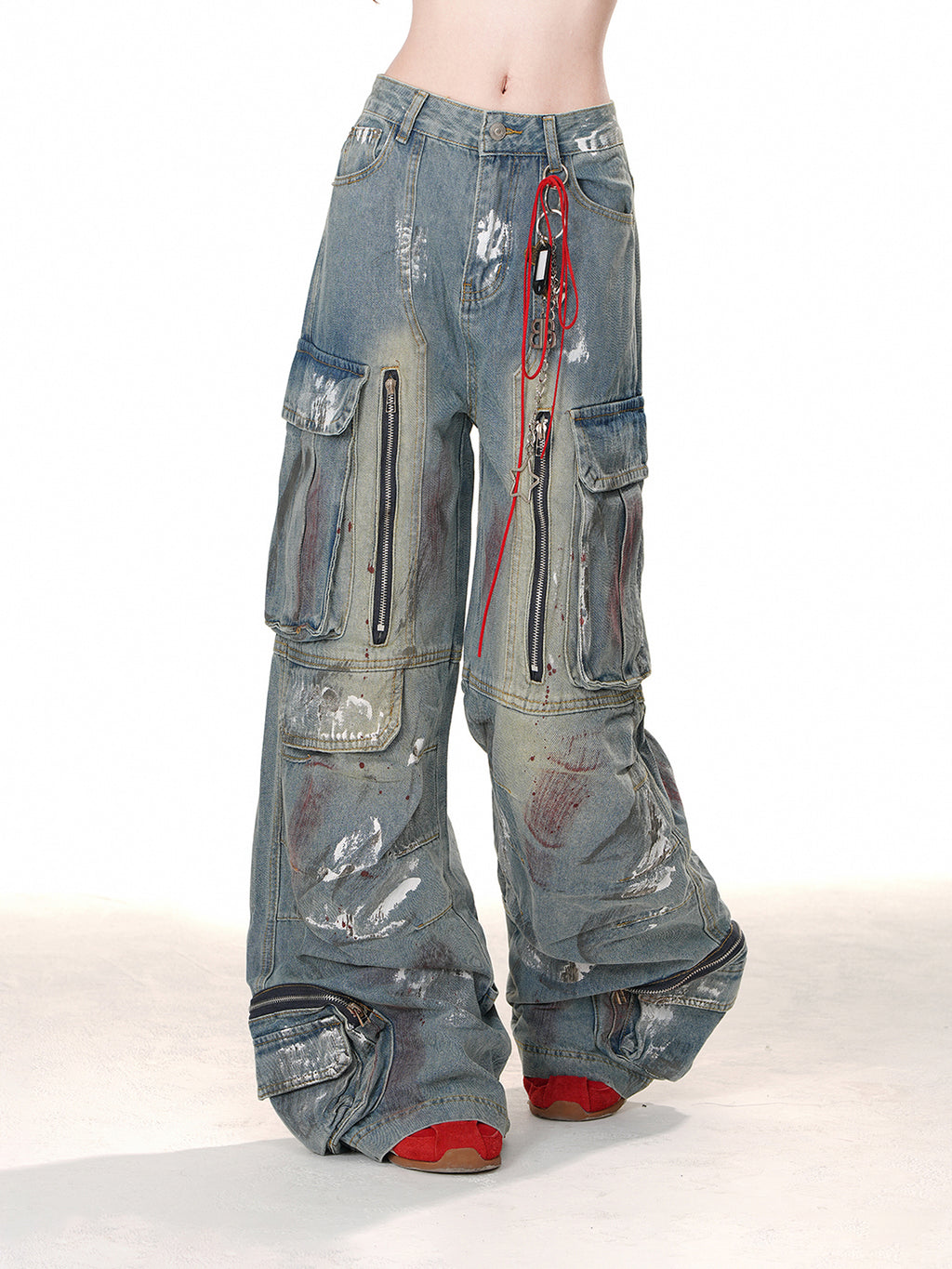 Y2K Graffiti Cargo Jeans – Wide-Leg Streetwear Denim Pants