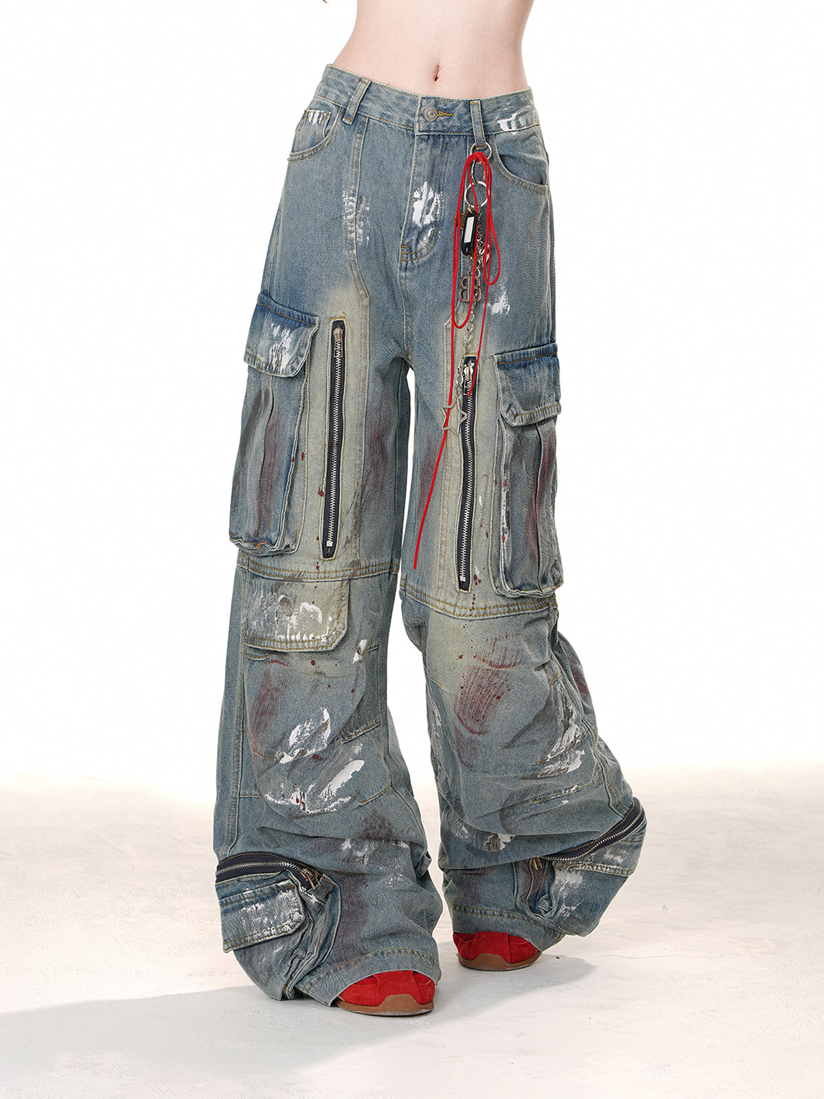 Y2K Graffiti Cargo Jeans – Wide-Leg Streetwear Denim Pants