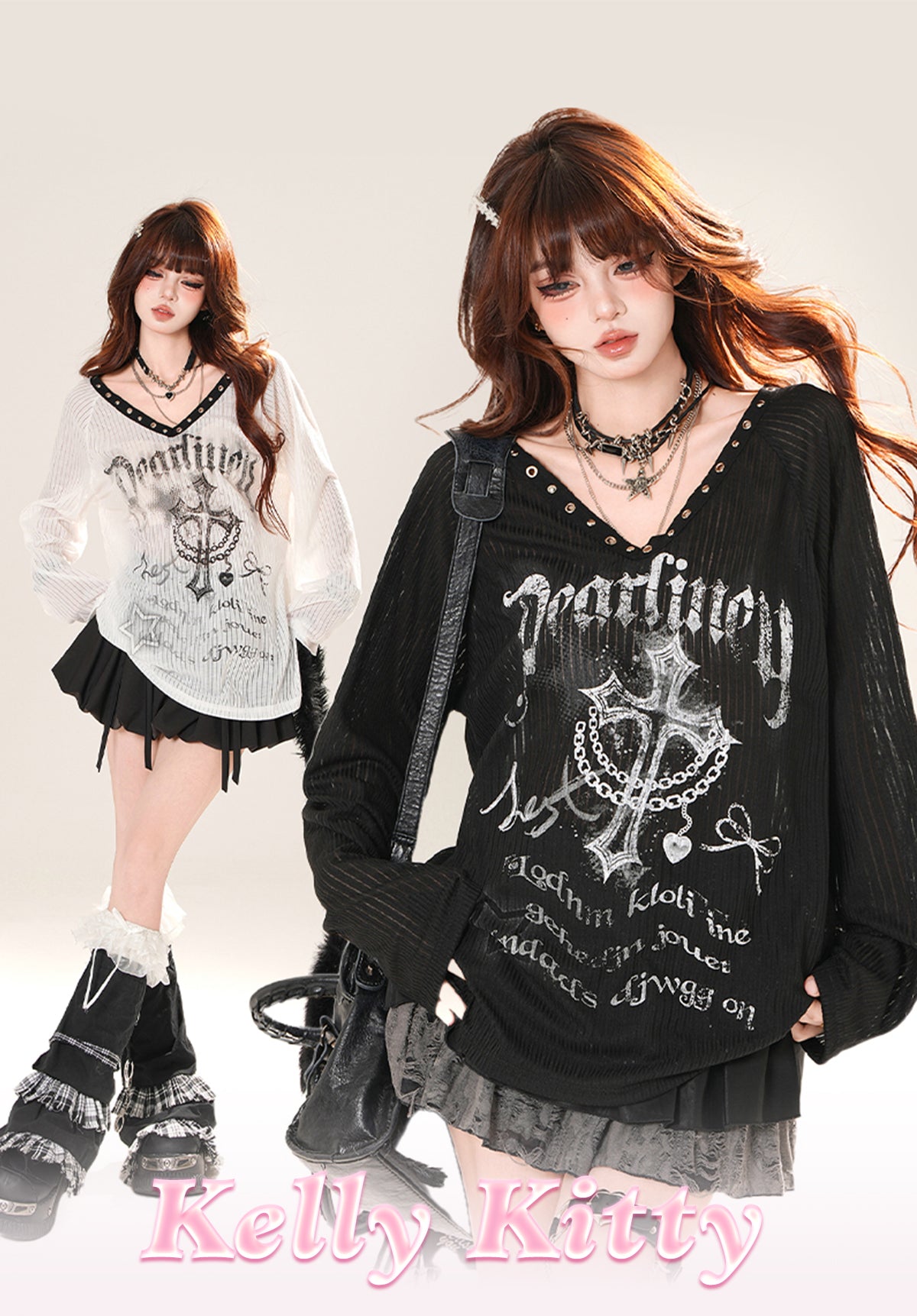 Korean V-Neck Sheer Cover-Up – Lightweight Long Sleeve, Relaxed Fit