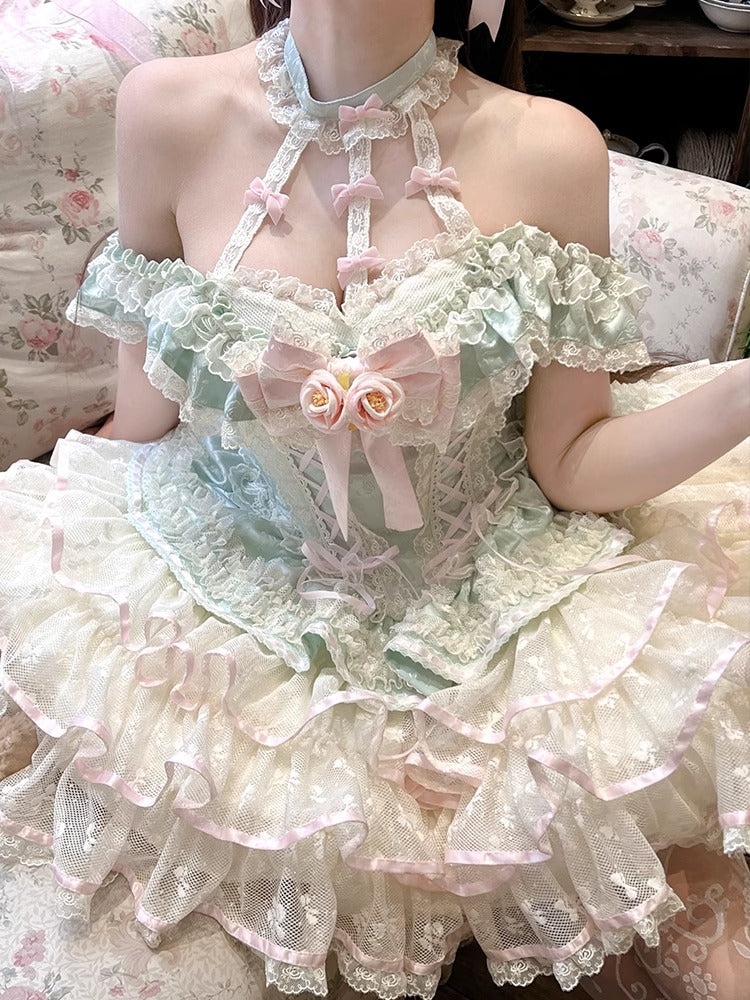 Exquisite Rose Lace Fairy Princess Dress | Romantic & Sweet Lolita Gown