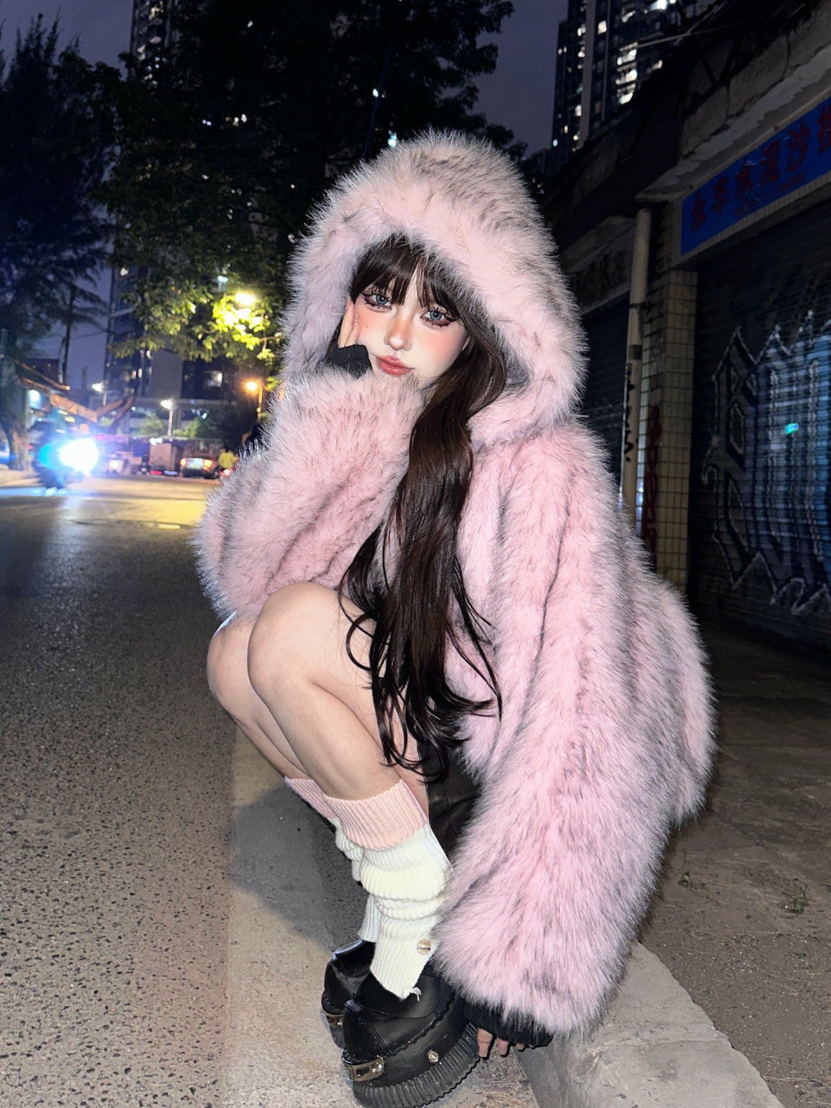 Faux Fur Hooded Reversible Cotton Jacket – Winter Warm Oversized Coat