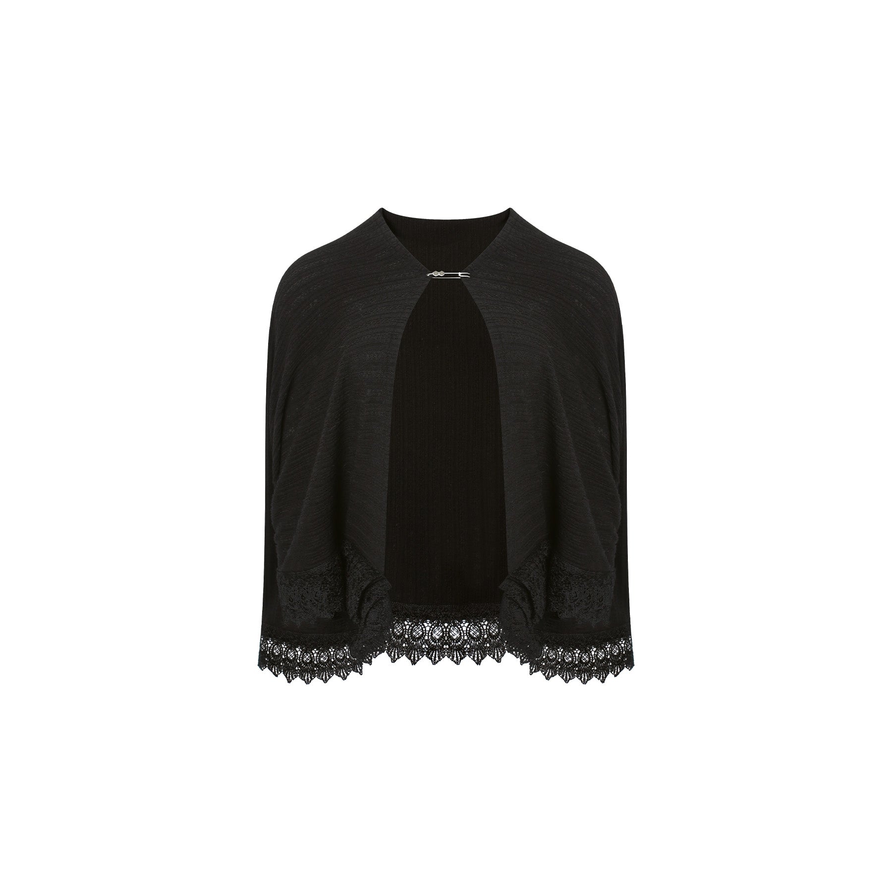 Kawaii Black Lace Ruffle Mini Dress – Sweet Gothic Lolita with Cape & Bow Accents