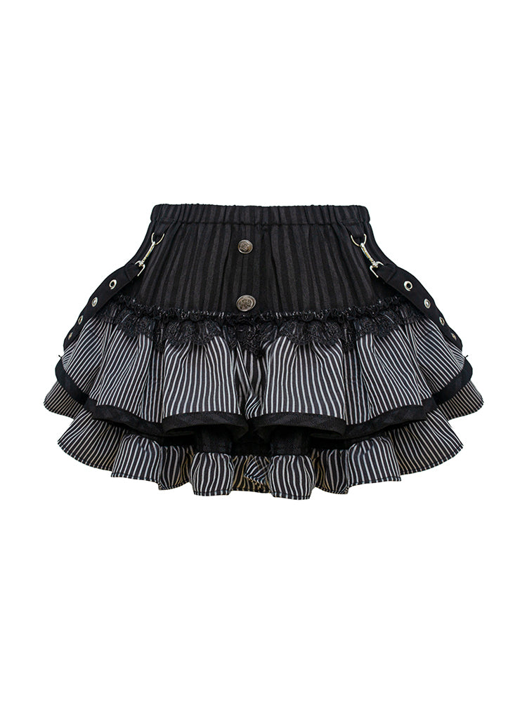 Yami Kawaii Sweet-Goth Knit Cardigan & Tiered Mini Skirt — Dark Coquette Vibes