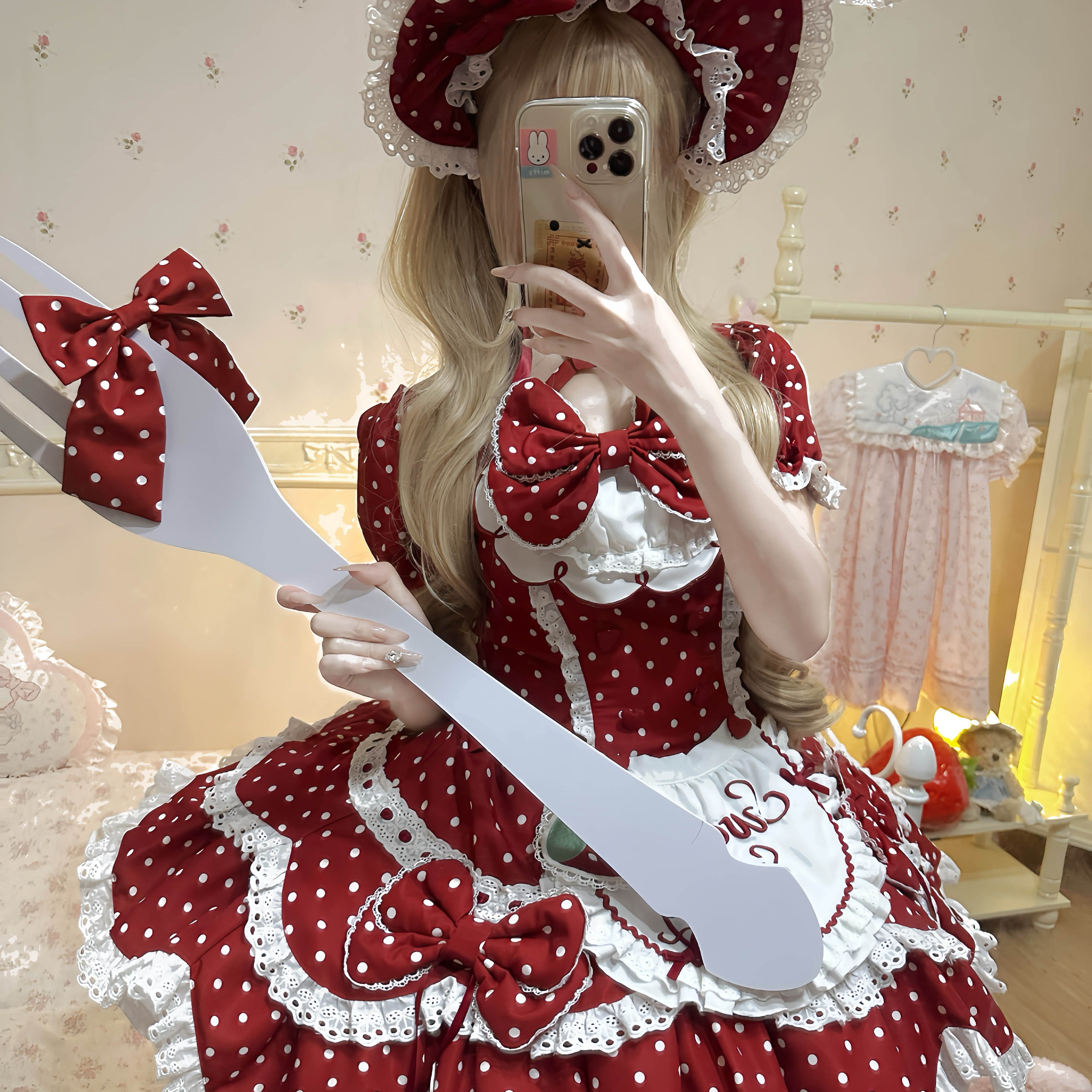 Cute Strawberry Retro Lolita Dress | Sweet Everyday Pink OP