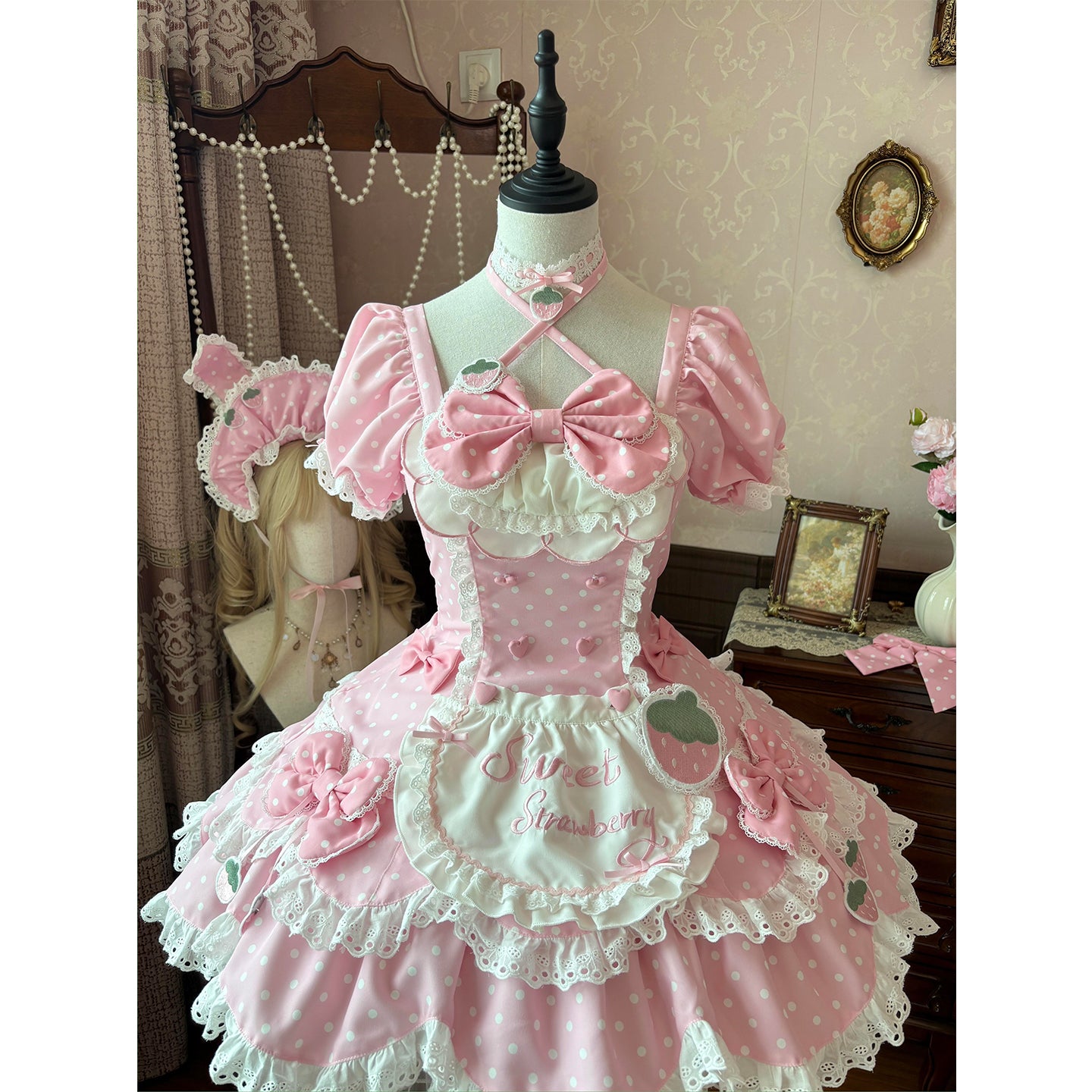 Cute Strawberry Retro Lolita Dress | Sweet Everyday Pink OP