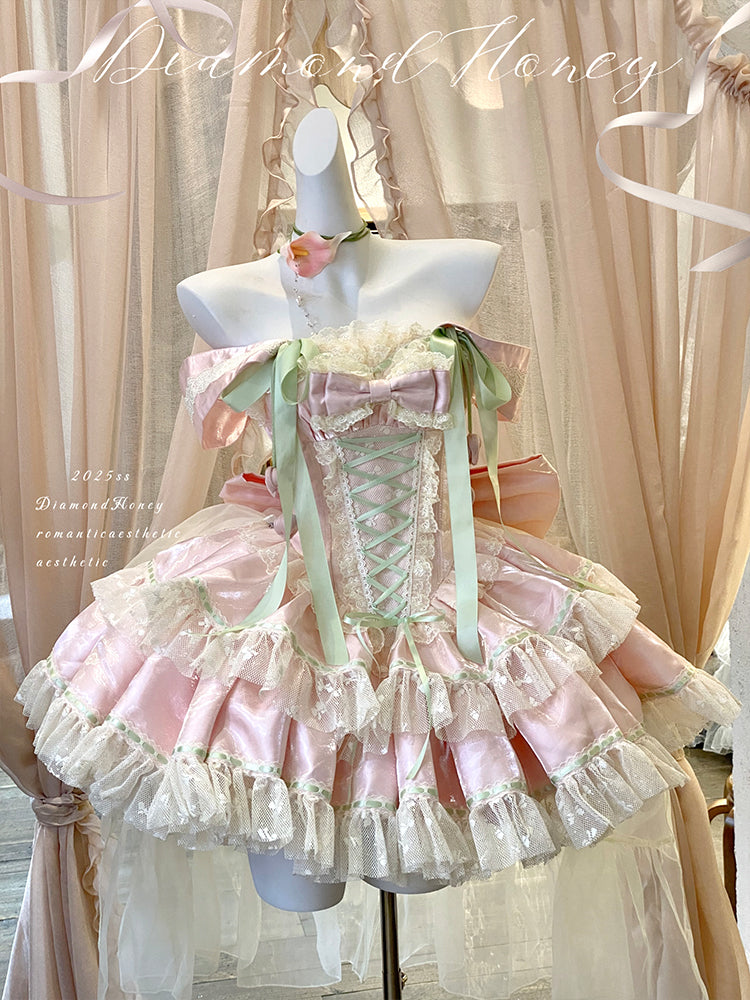 Spring Blossom Series · Romantic Off-Shoulder Fairy Dress | Tulip-Inspired Sweet Lolita Style