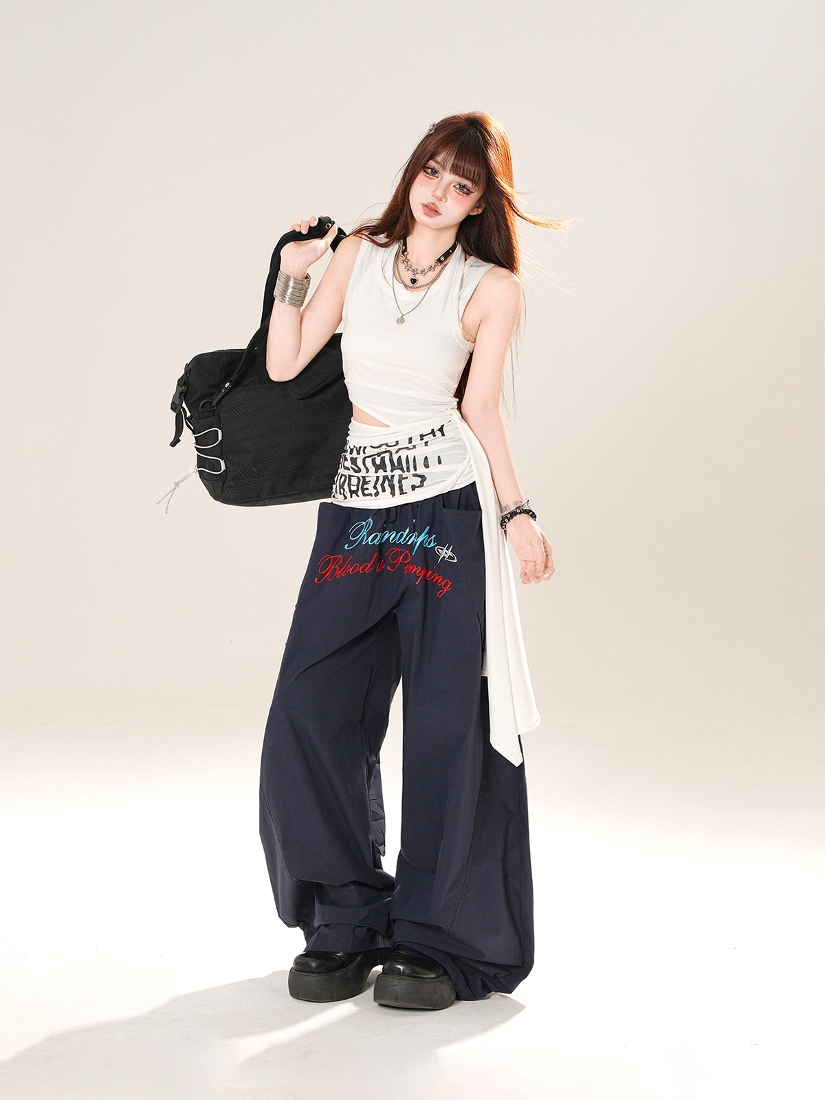 Asymmetrical Halter Crop Top with Side Drape – Y2K Streetwear Wrap Tank