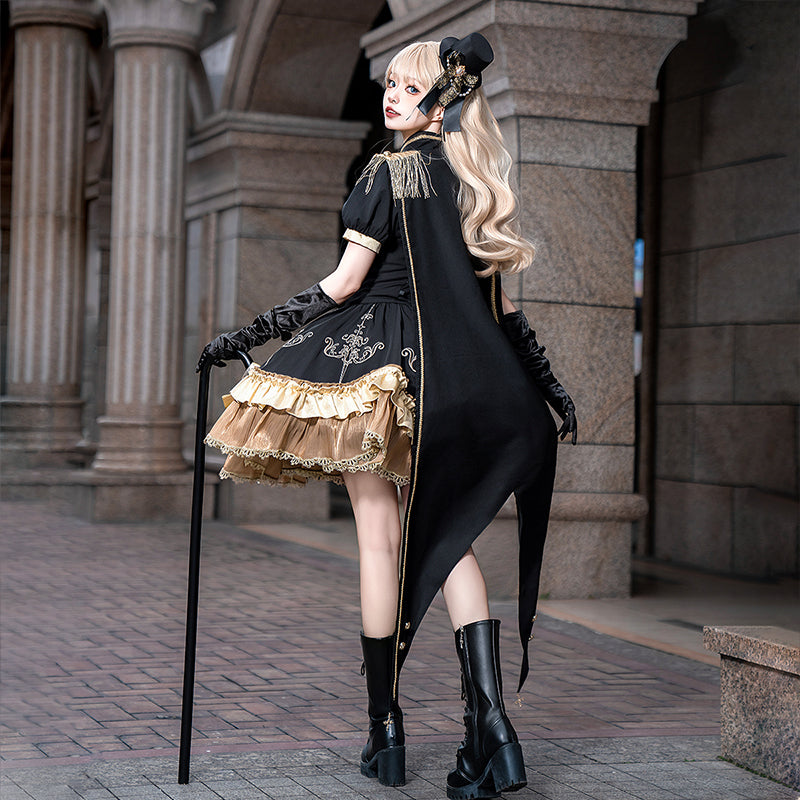 Gilded Vows Gothic Lolita OP Short-Sleeve Dress