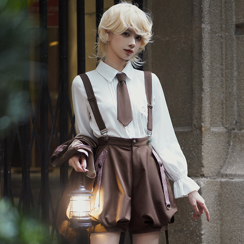 Rabbit Detective Ouji Lolita Prince Outfit– Blouse, Vest & Suspender Pants for Little Princes
