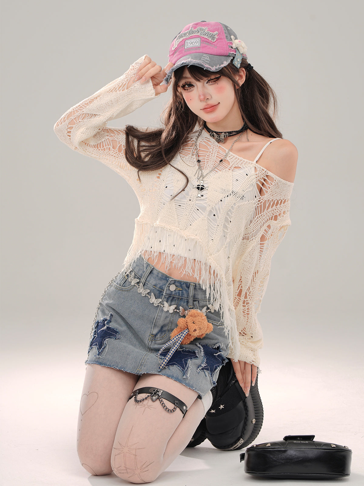 Hollow Knit Mesh Cover-Up – Colorful Crochet Long Sleeve Top