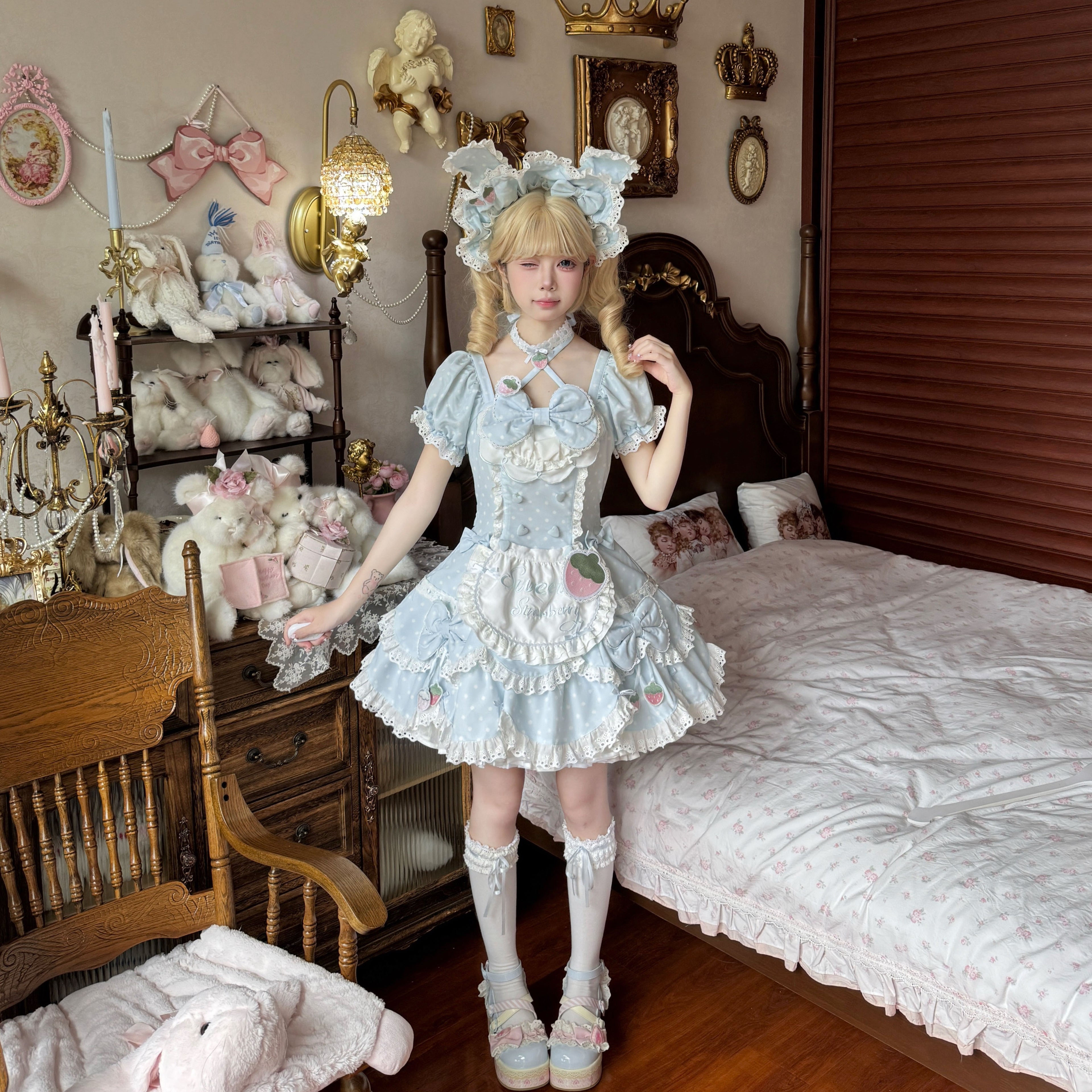 Cute Strawberry Retro Lolita Dress | Sweet Everyday Pink OP