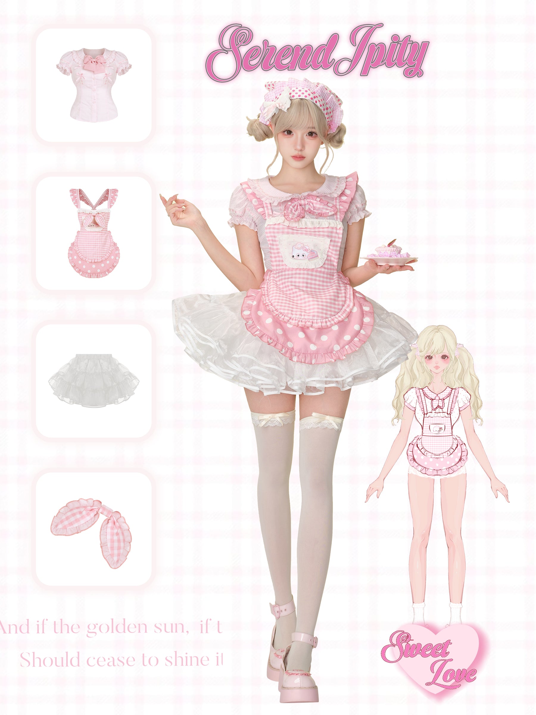 Pastel Kawaii Maid-Style Outfit · Dreamy Lolita-Inspired Design-Sweet Dream Chef Set